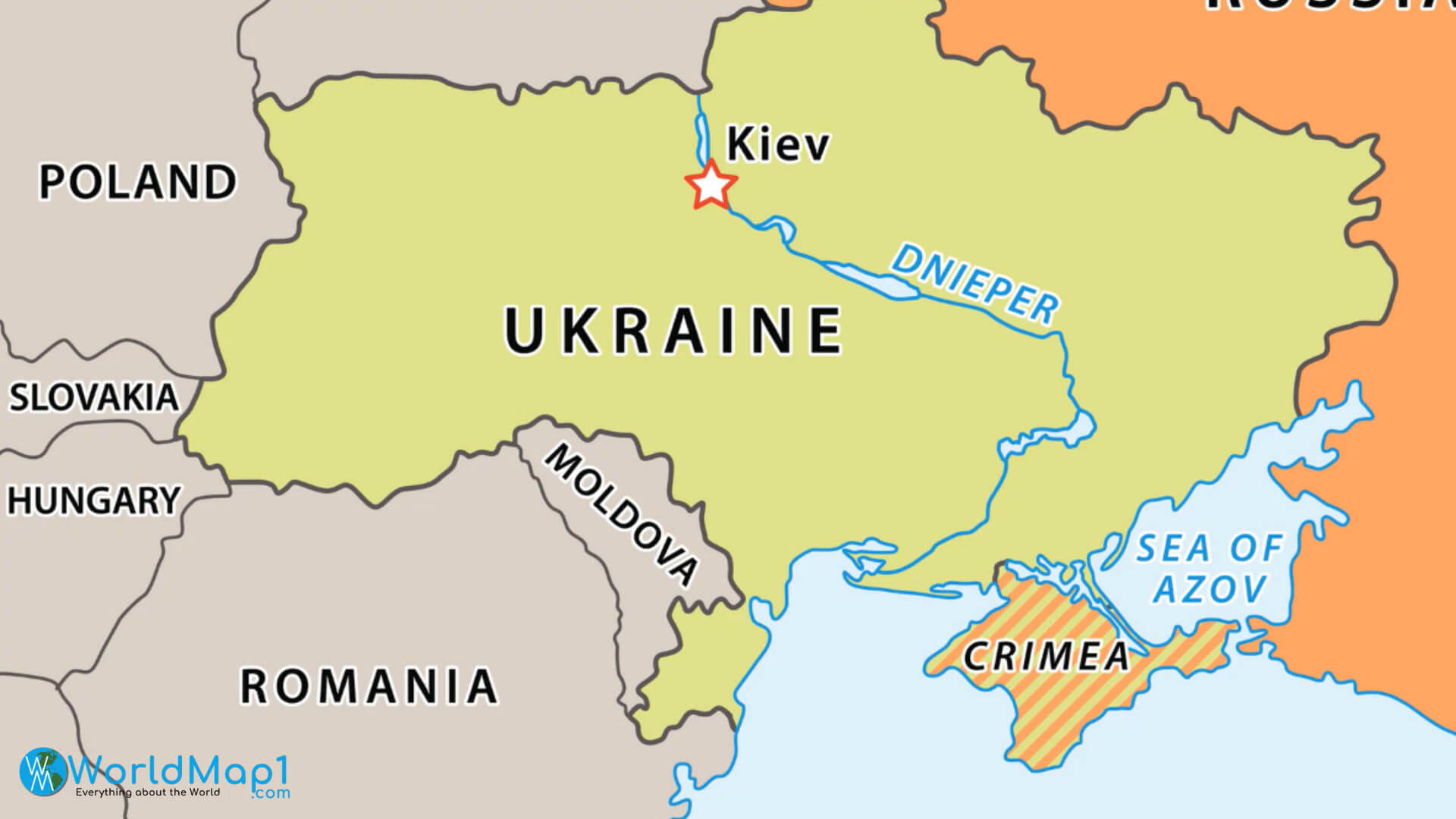 Karte von Kiew und Dnjepr
